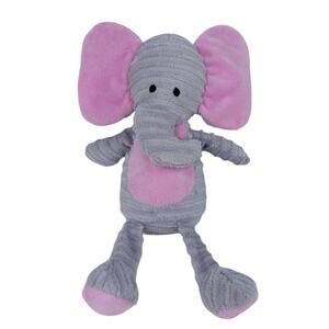 Chickpea Gray Pink Ribbed Elephant Plush 10” Soft Stuffed Animal Baby Lovey Toy